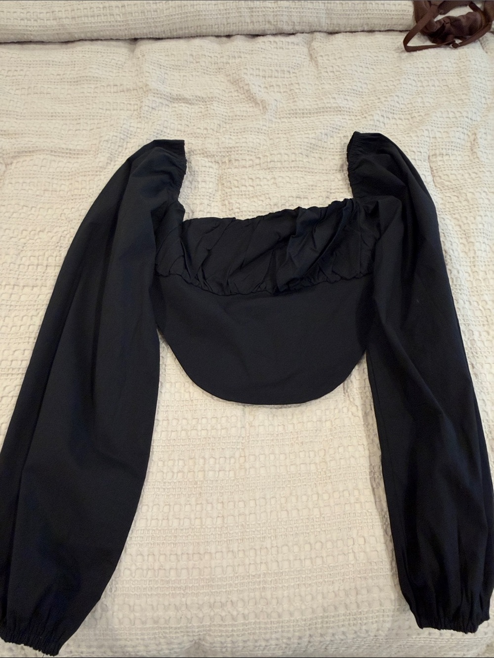 Nasty Gal Black Puff-Sleeve Crop Top